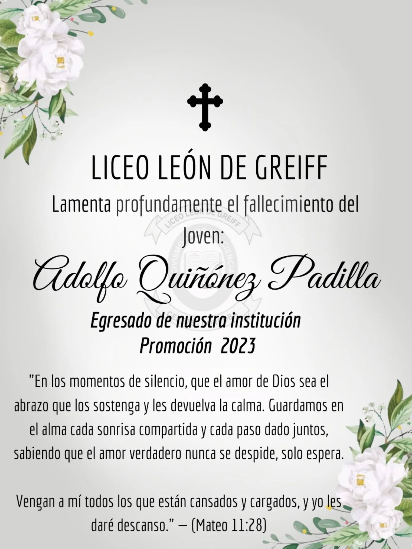 Sentidas Condolencias