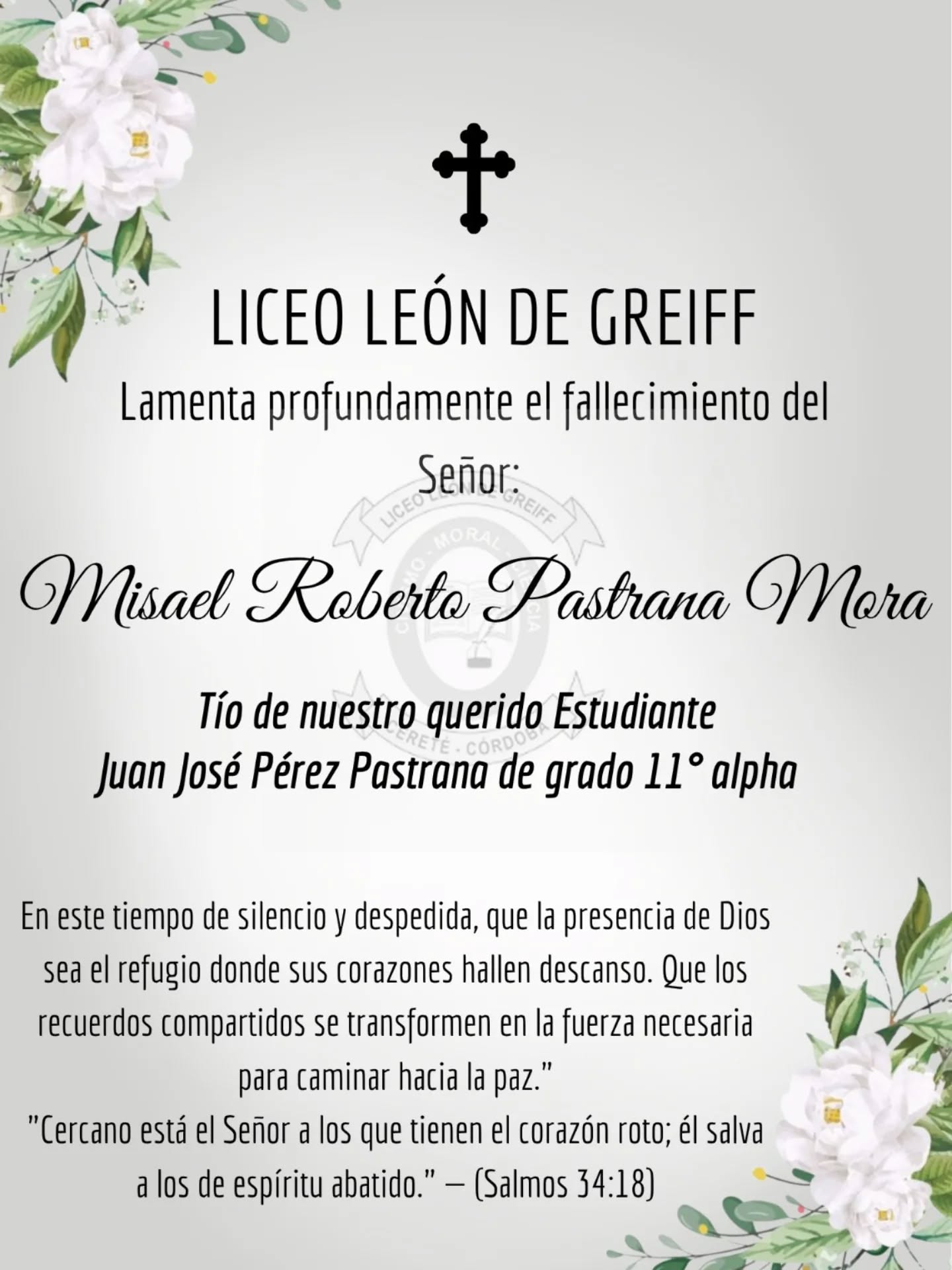 Sentidas Condolencias