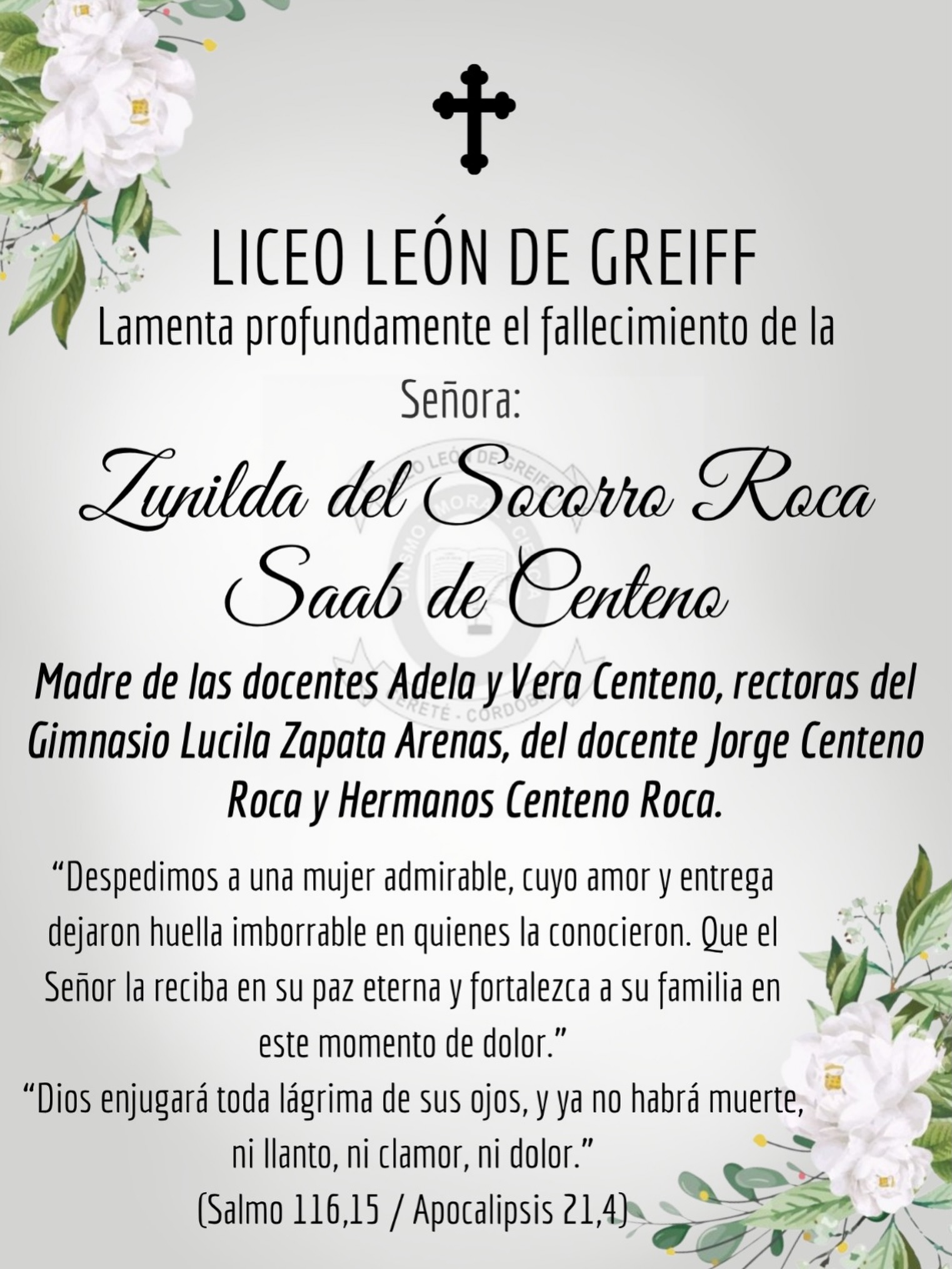 Sentidas condolencias #somoslilegre #liceoleóndegreiff #somoscomunidad