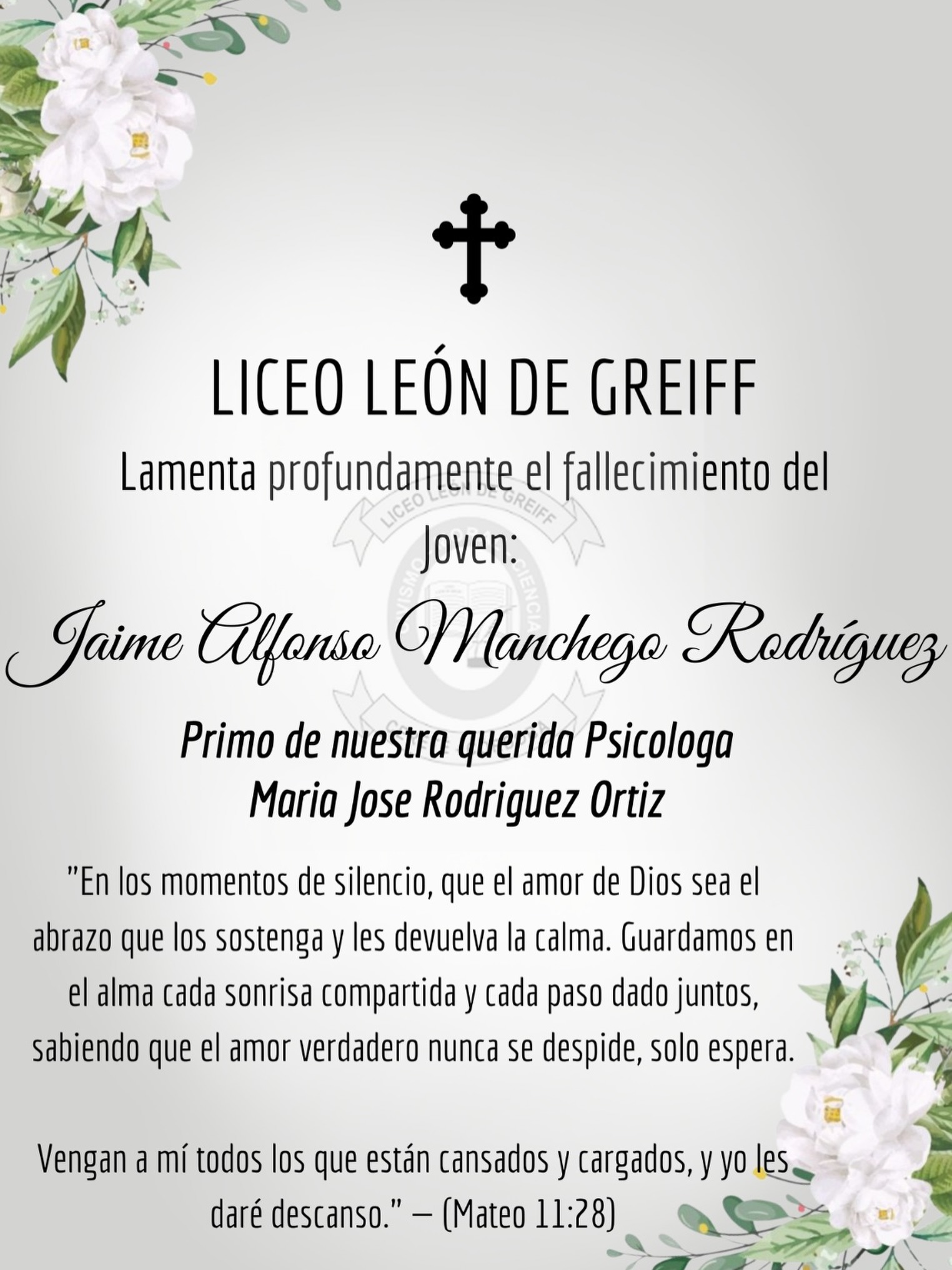 Sentidas condolencias #somoslilegre #somoscomunidad #liceoleóndegreiff