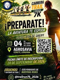 🏃‍♀️🌿 ¡LA AVENTURA TE ESPERA! 2ª EDICIÓN CARRERA TRAIL 7K 🏃‍♂️💨
¿Listo para desafiar tus límites en la naturaleza? El Liceo León de Greiff te invita a ser parte de esta gran experiencia deportiva.
📍 Lugar: AGROSAVIA – Cereté, Córdoba
📅 Fecha del evento: Domingo, 04 de octubre de 2026
⏳ Fecha límite de inscripción: 20 de septiembre de 2026
📲 ¿Cómo inscribirte?
Escanea el código QR de la imagen o síguenos en Instagram en @trailrun7k_2026 para más detalles, cronograma y actualizaciones del evento.
¡Cupos limitados! No dejes pasar la oportunidad y prepárate para cruzar la meta. 🏁💚
¡Nos vemos en la meta! 🏅
#trailrun #carreratrail7km #cerete #liceoleóndegreiff #agrosavia